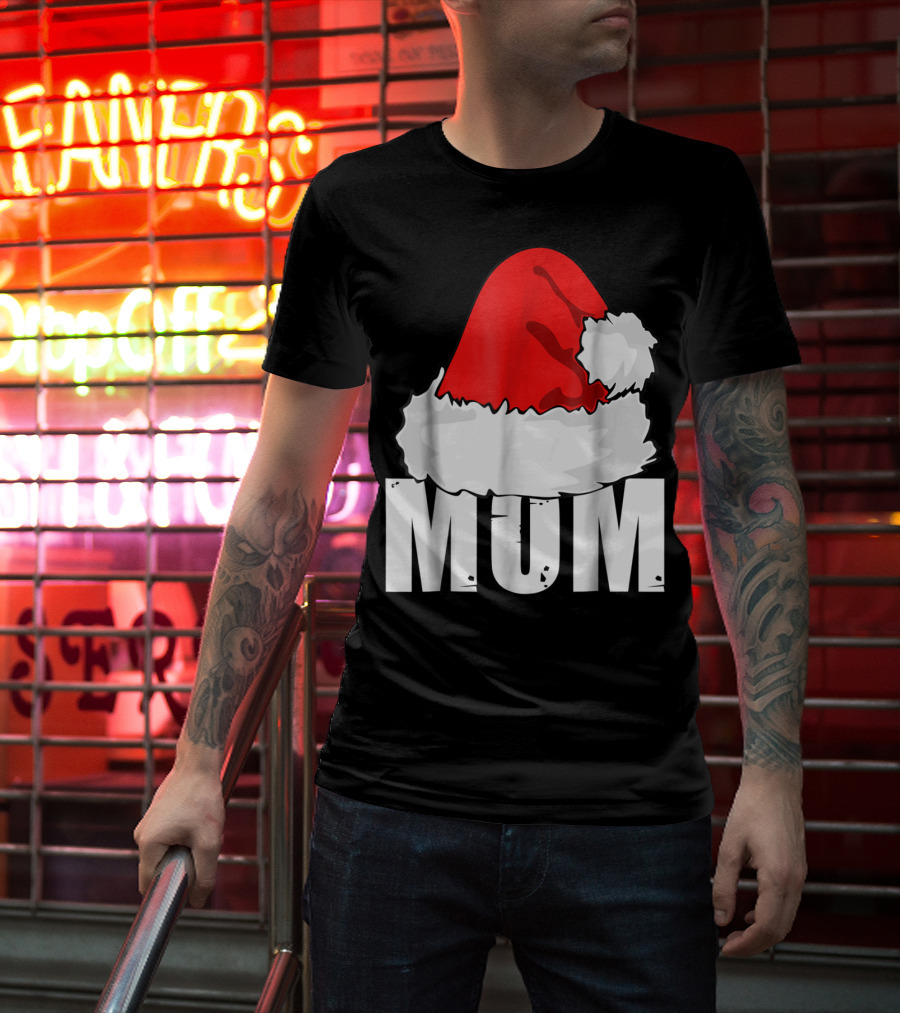 Mum Christmas Santa Hat Family Matching T-Shirt