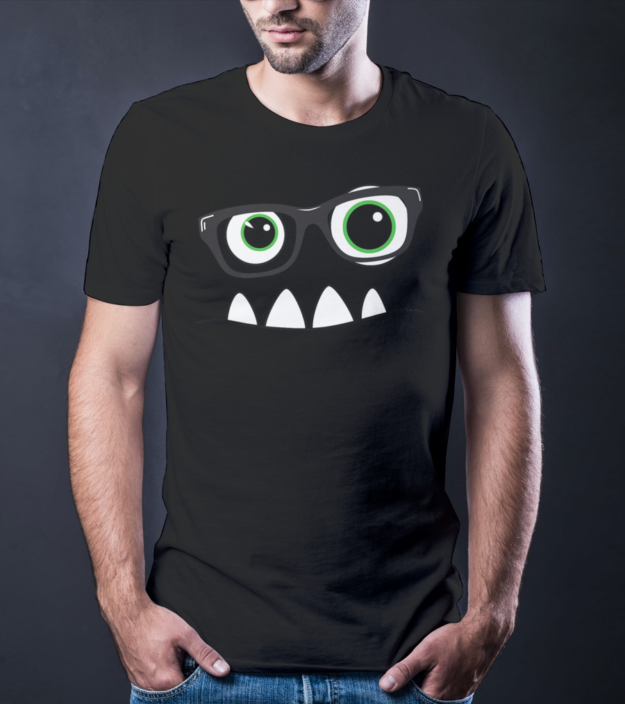 Monster Face Nerd Glasses Eyes Teeth T-Shirt