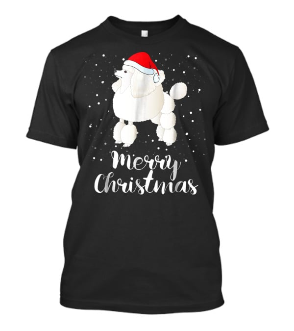 Merry Christmas Poodle Funny Santa Hat Matching Family Group T-Shirt
