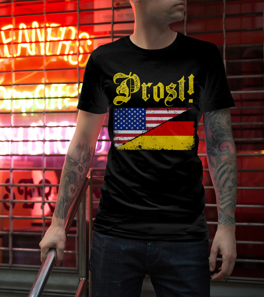 Prost German American Flag Oktoberfest T-Shirt