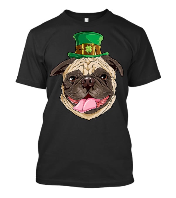 Pug Leprechaun St Patricks Day Funny Dog Wearing Green Hat T-Shirt
