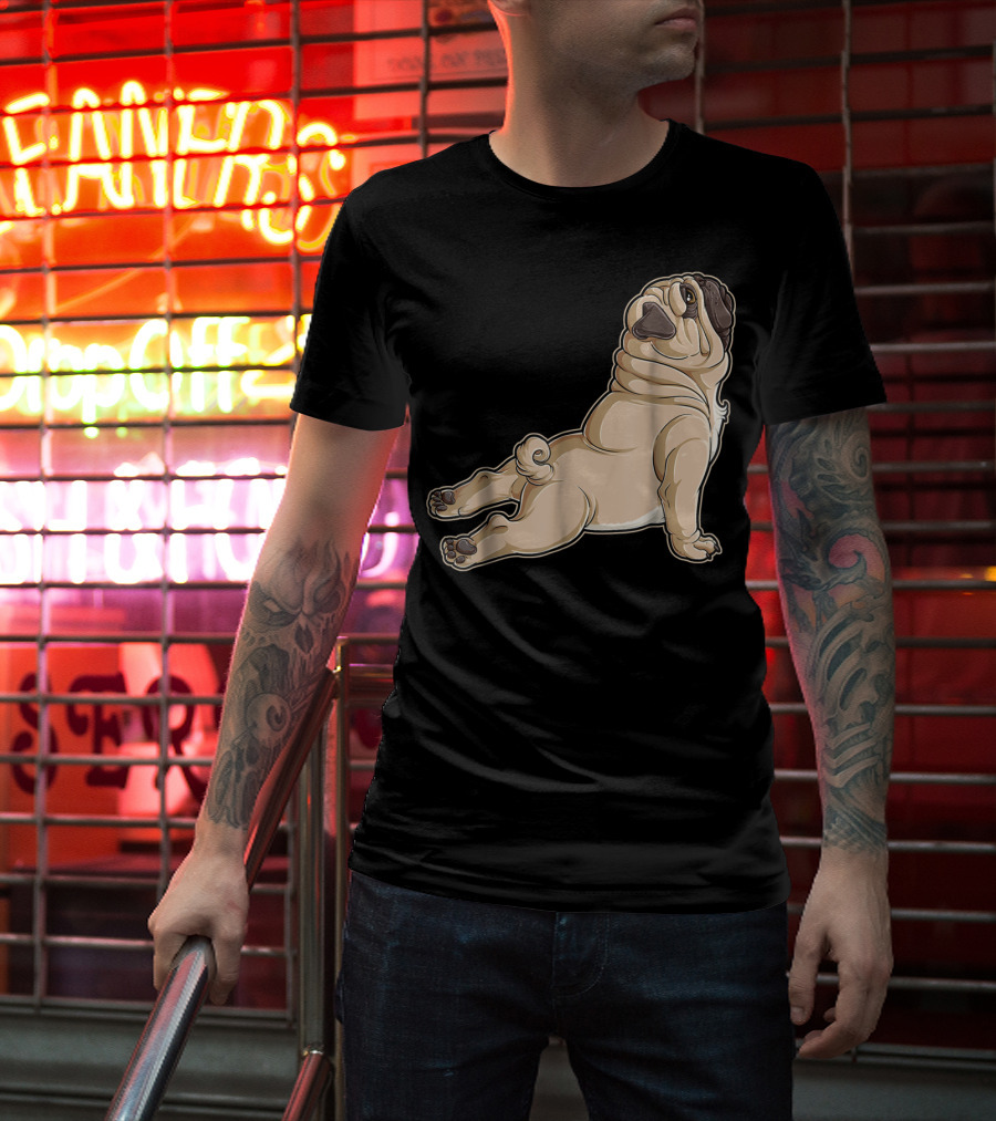 Pug Yoga Pose For Dog Lovers Puppy Funny T-Shirt