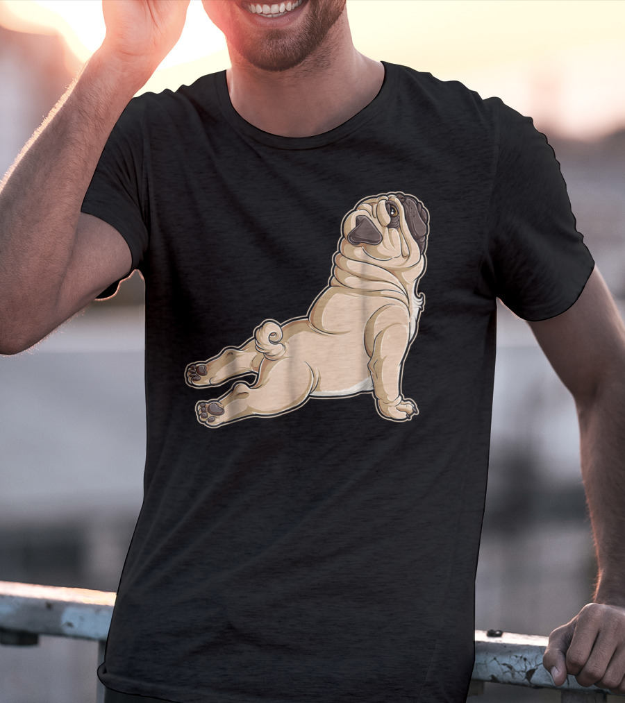 Pug Yoga Pose For Dog Lovers Puppy Funny T-Shirt