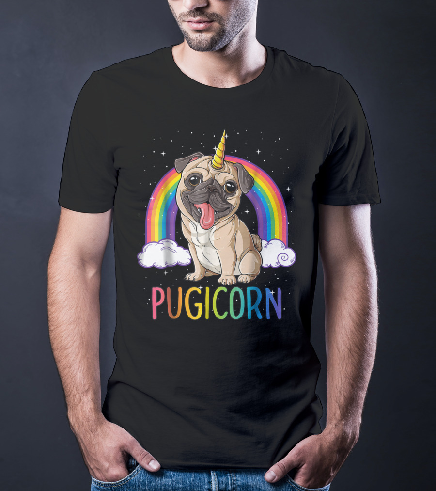 Pugicorn Pug Unicorn Kids Women Rainbow Galaxy T-Shirt