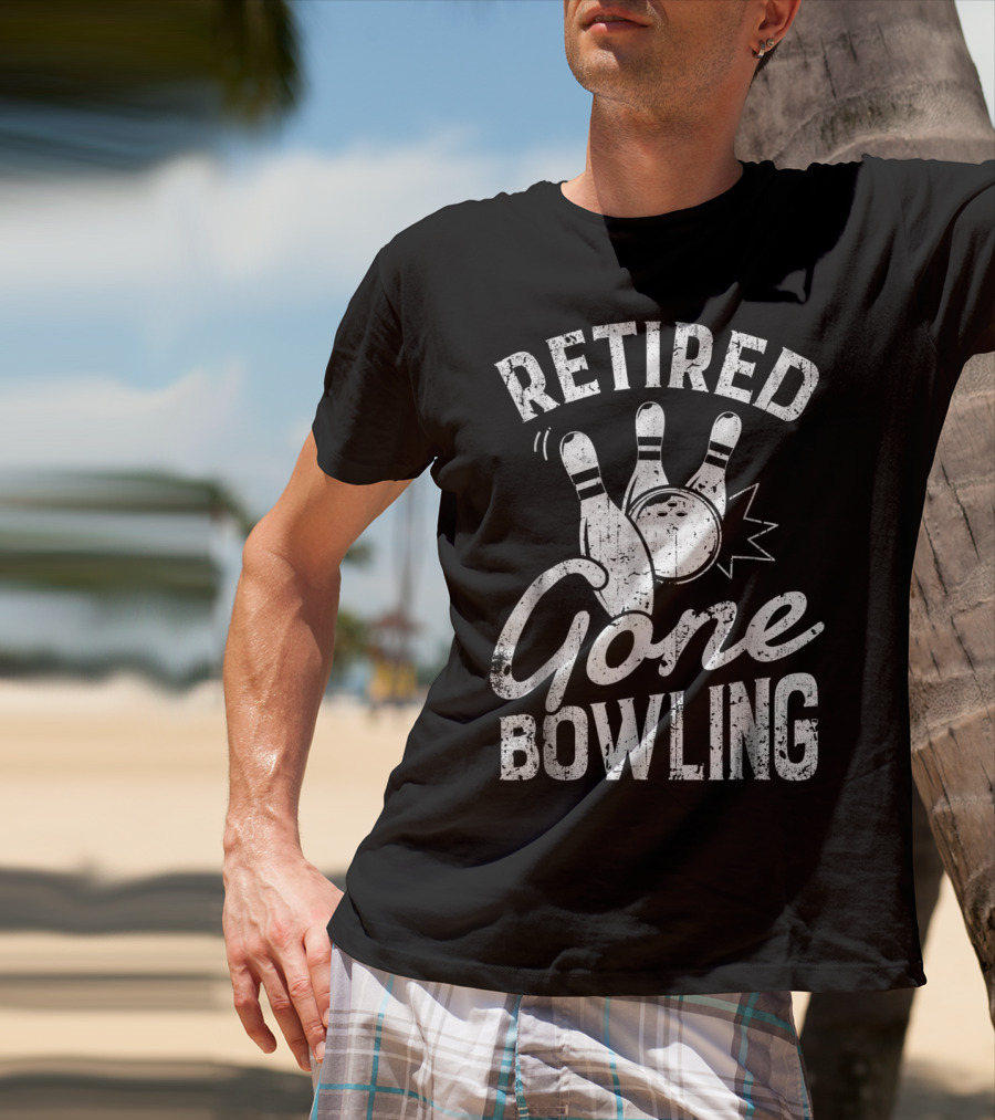 Retired Gone Bowling Bowler Pin Trio T-Shirt