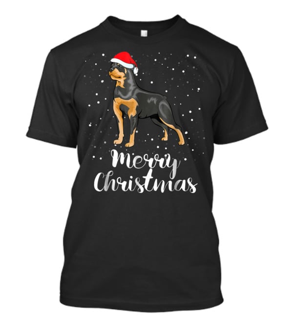 Merry Christmas Rottweiler Santa Hat Snowfest Matching Family Group T-Shirt