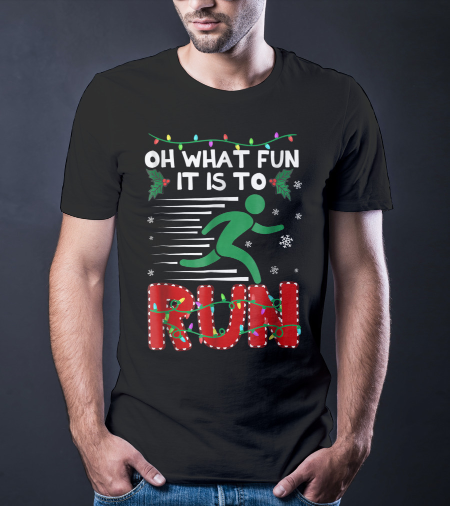 Oh What Fun It Is To Run Christmas Lights Snowflakes T-Shirt