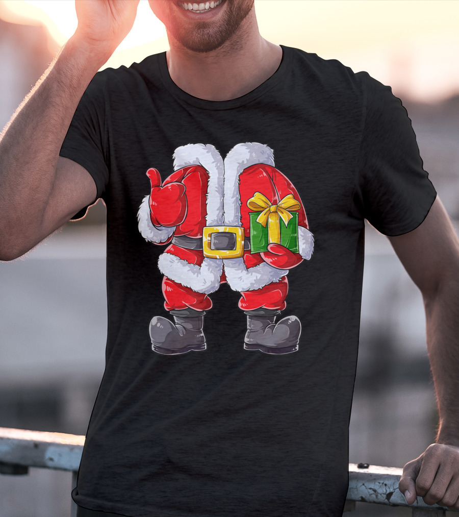 Santa Claus Costume With Gift Holiday Boys Christmas T-Shirt