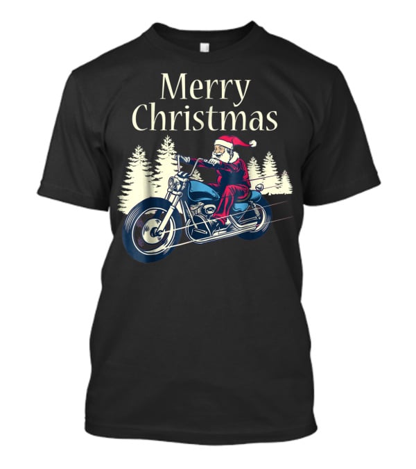 Merry Christmas Santa Claus Riding Motorcycle T-Shirt