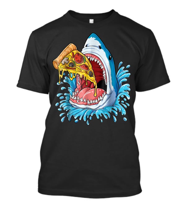 Shark Eating Pizza Splash Kids Boys Food Lovers T-Shirt
