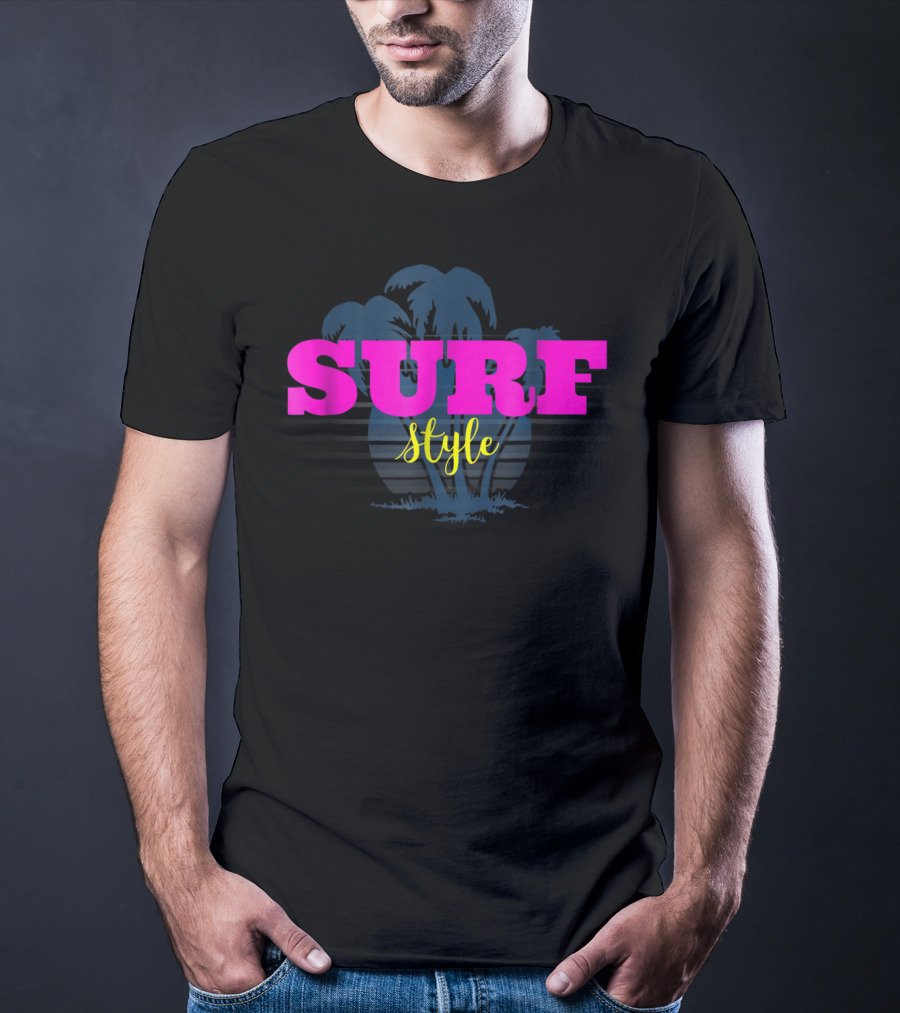 Surf Style Palm Tree Surfing Retro Vibe T-Shirt