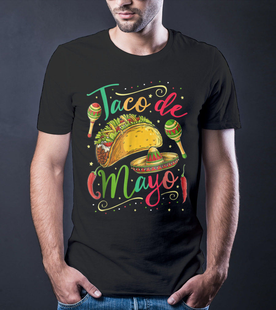 Taco De Mayo Cinco De Mayo Festive Maracas Sombrero Peppers T-Shirt