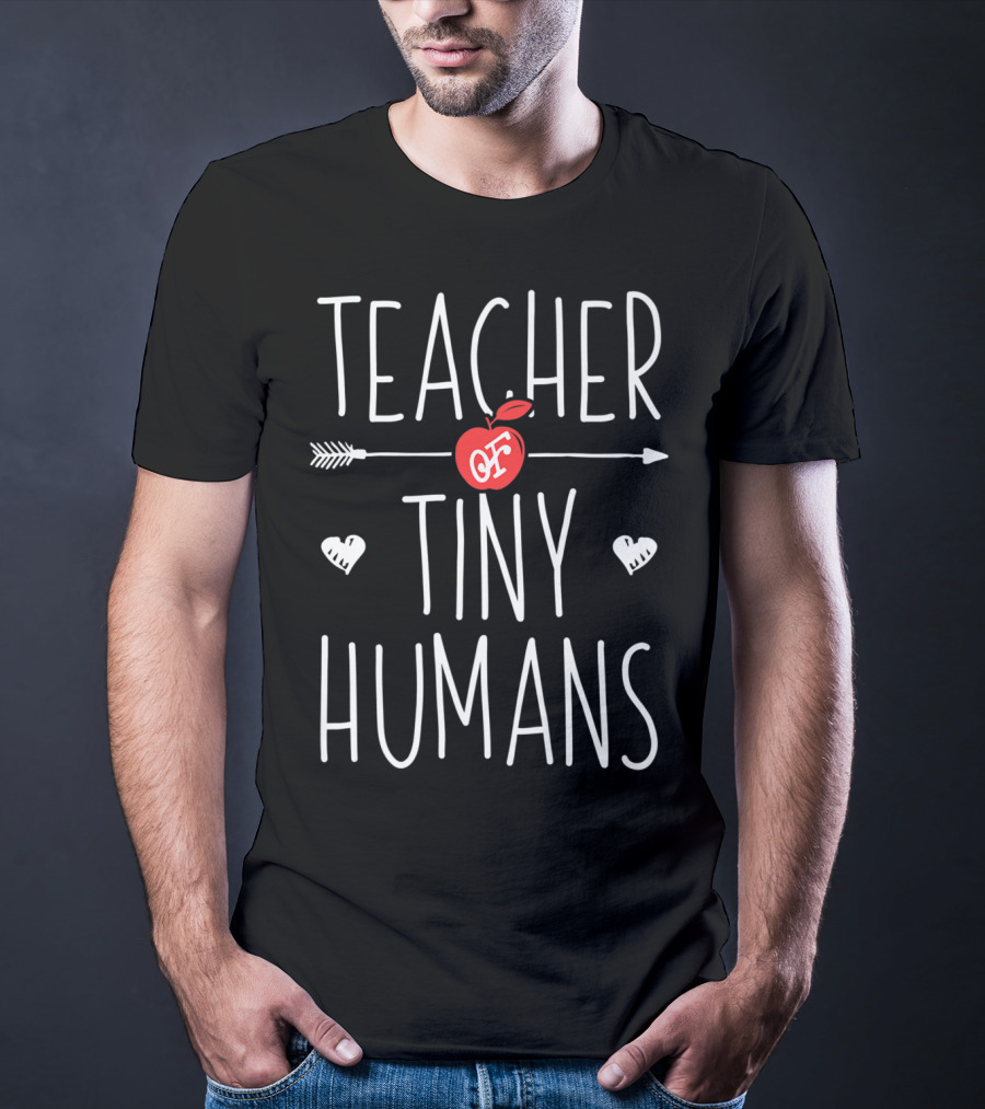 Teacher Of Tiny Humans Arrow And Apple T-Shirt