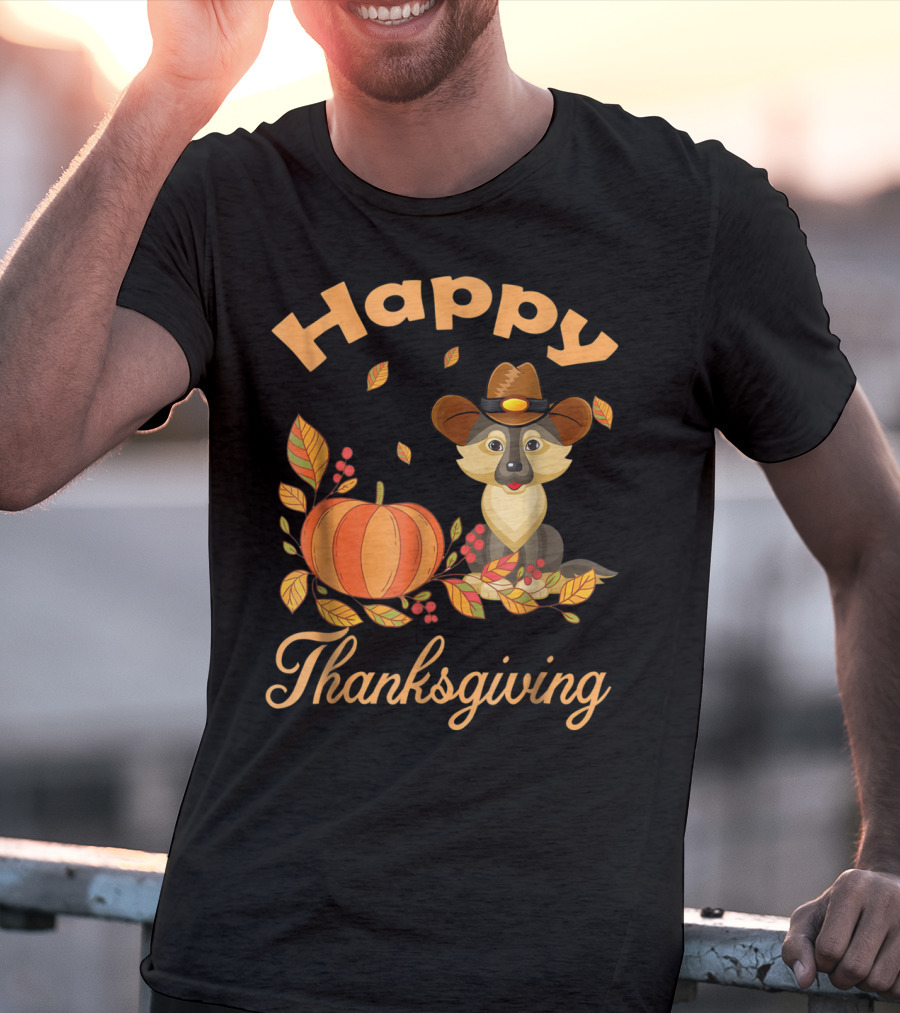 Happy Thanksgiving German Shepherd Pilgrim Pumpkin Autumn Leaves T-Shirt