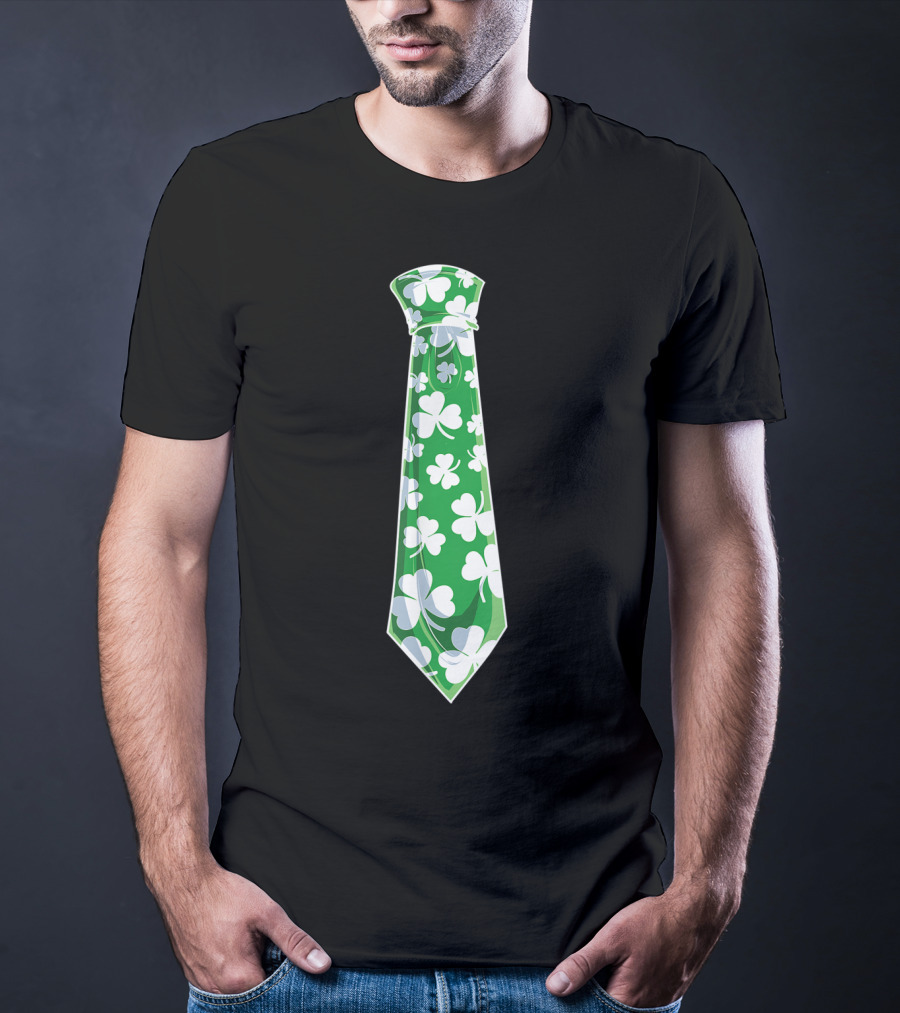 St Patricks Day Green Shamrock Tie Boys Men T-Shirt