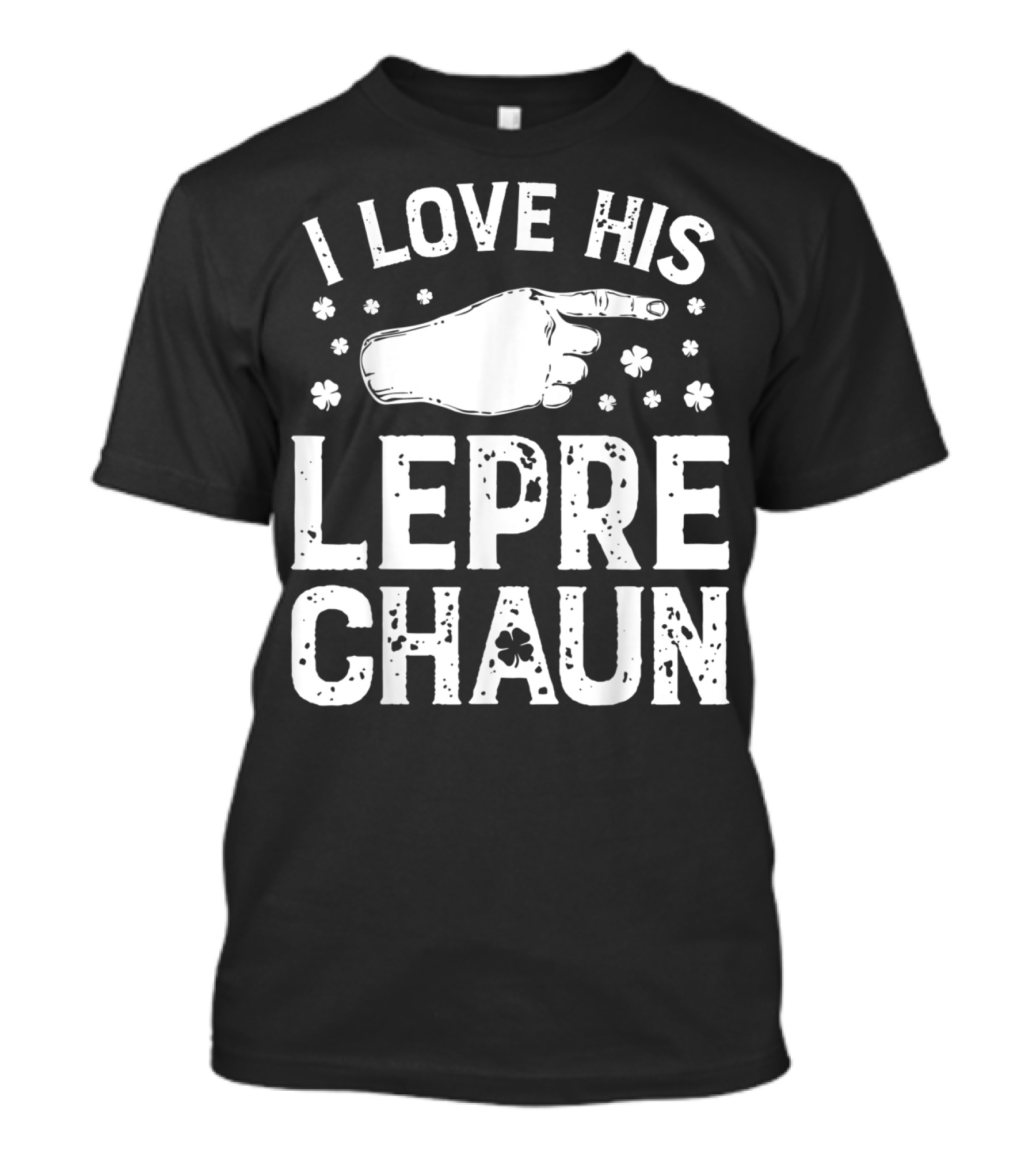 I Love His Leprechaun St Patricks Day Couple Shirt Shamrocks Hand Pointing T-Shirt