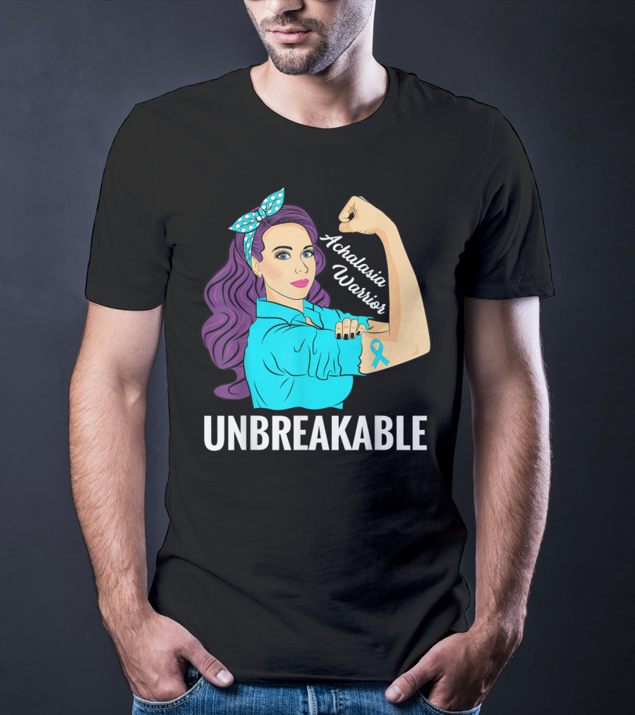 Achalasia Warrior Unbreakable Rosie The Riveter Style Awareness T-Shirt