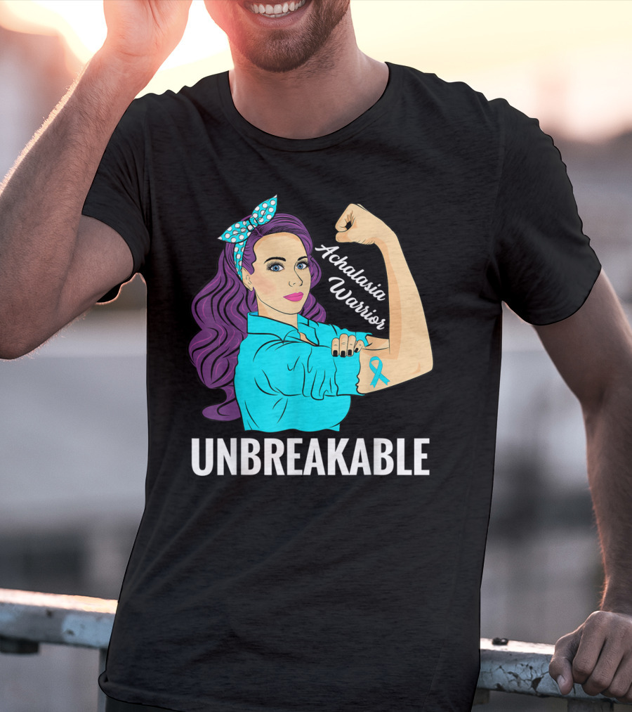 Achalasia Warrior Unbreakable Rosie The Riveter Style Awareness T-Shirt