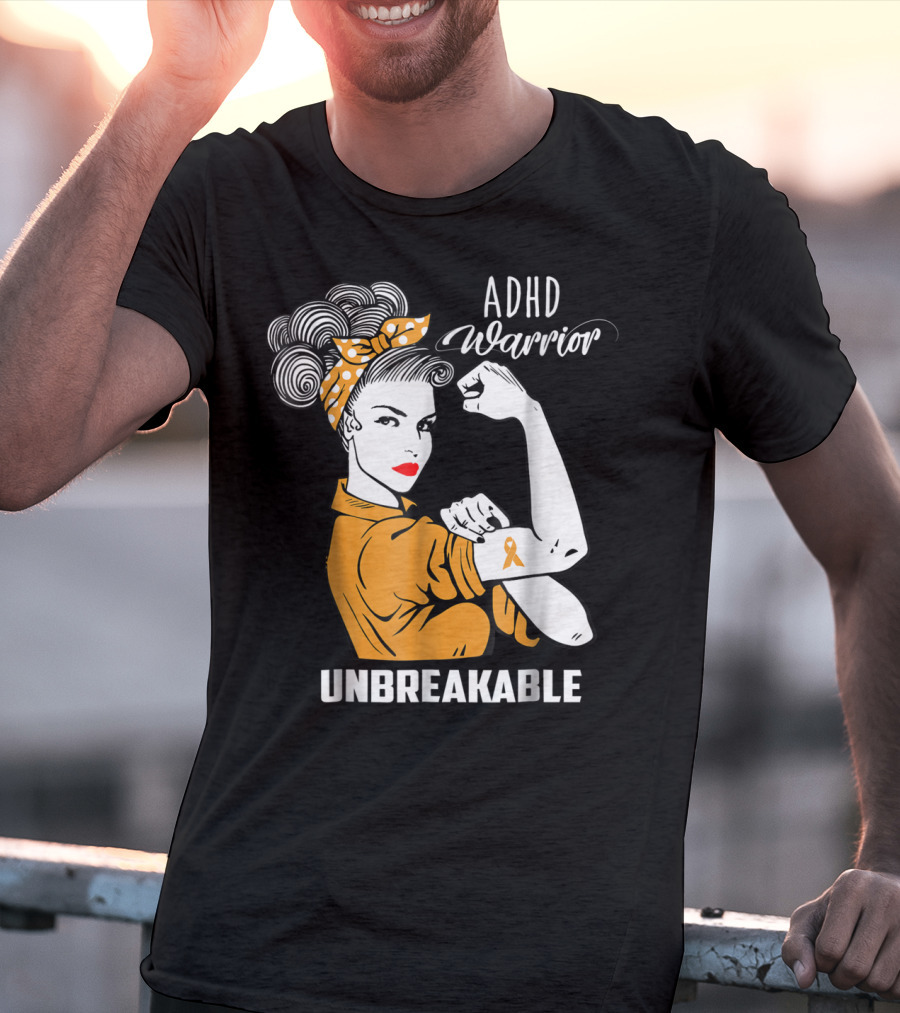 ADHD Warrior Unbreakable Ribbon Awareness Rosie T-Shirt