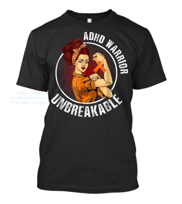 ADHD Warrior Unbreakable Strong Woman Ribbon T-Shirt