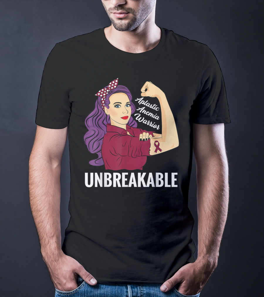 Aplastic Anemia Awareness Warrior Unbreakable Strength Ribbon T-Shirt