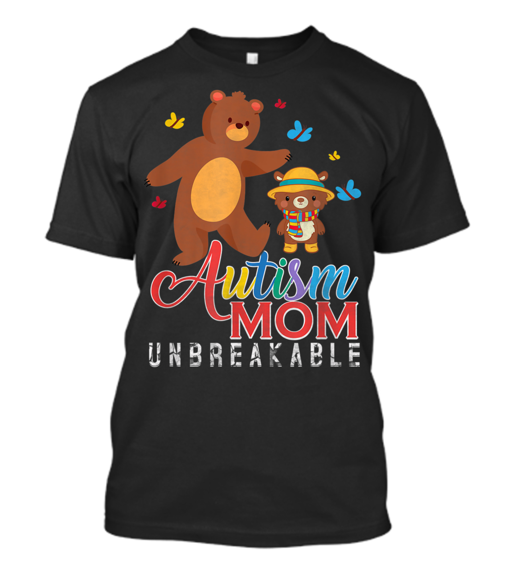 Autism Mom Unbreakable Autism Awareness Bears And Butterflies T-Shirt