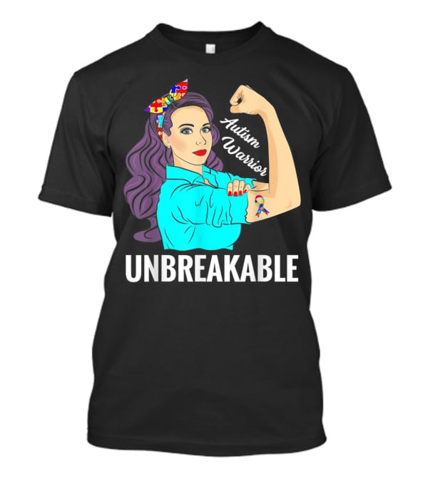 Autism Warrior Unbreakable Survivor Rosie The Riveter T-Shirt