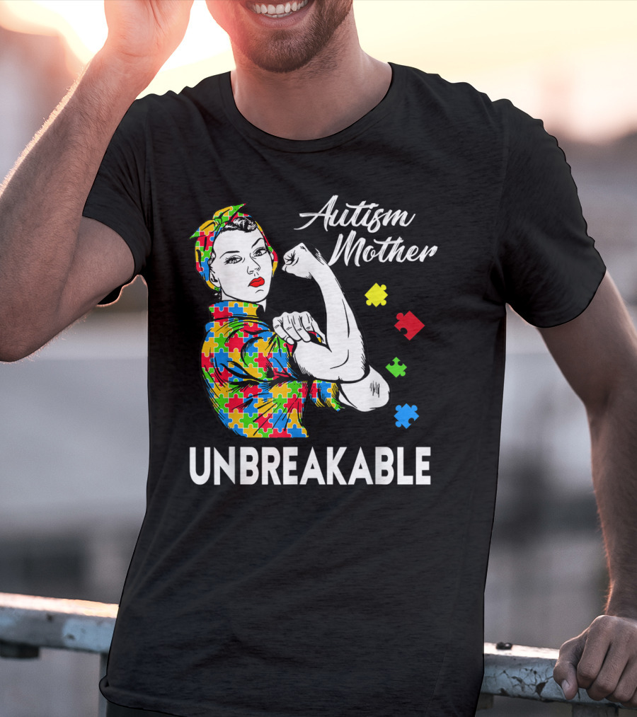 Autism Mother Unbreakable Puzzle Piece Awareness T-Shirt
