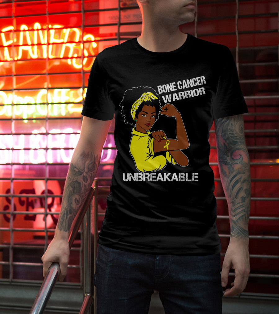Bone Cancer Warrior Yellow Ribbon Unbreakable T-Shirt