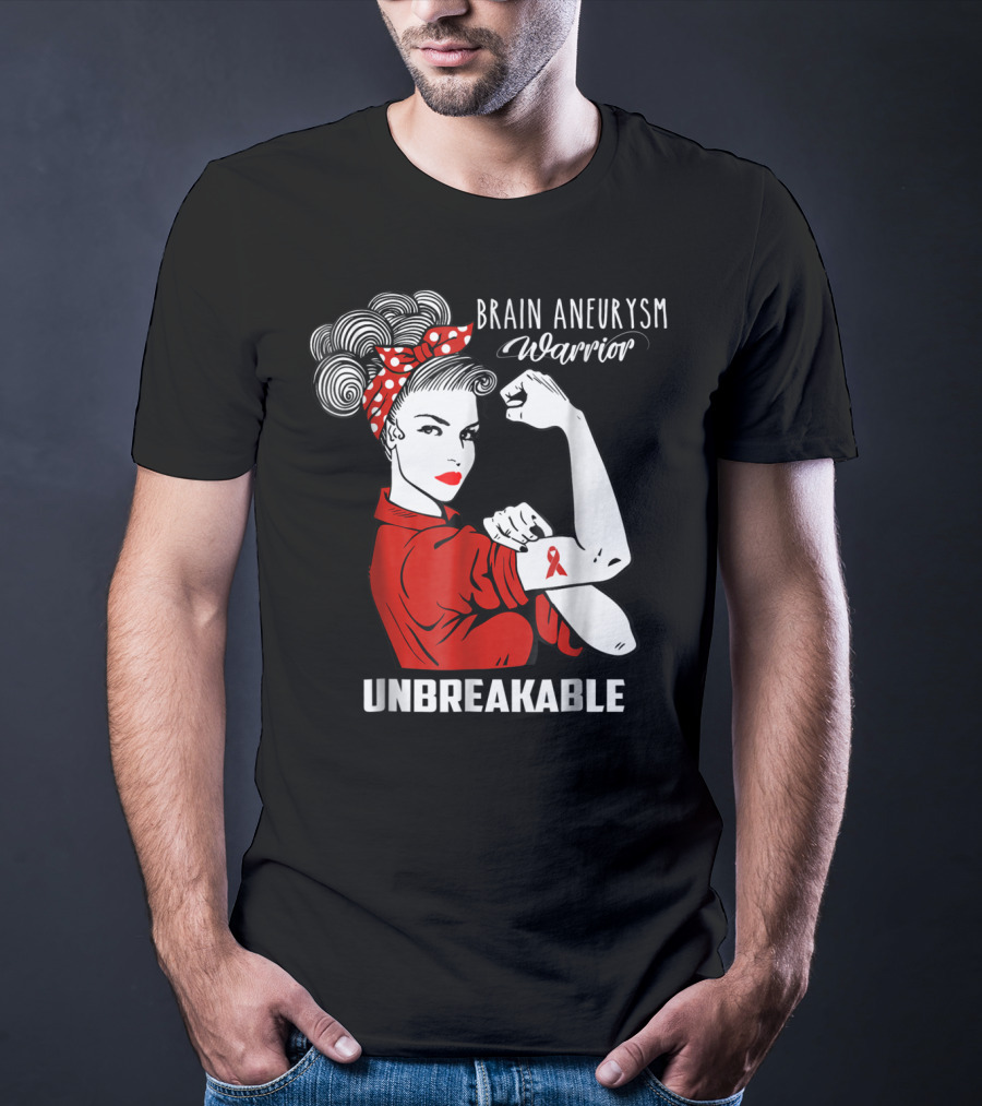 Brain Aneurysm Warrior Unbreakable Awareness Ribbon Strength T-Shirt