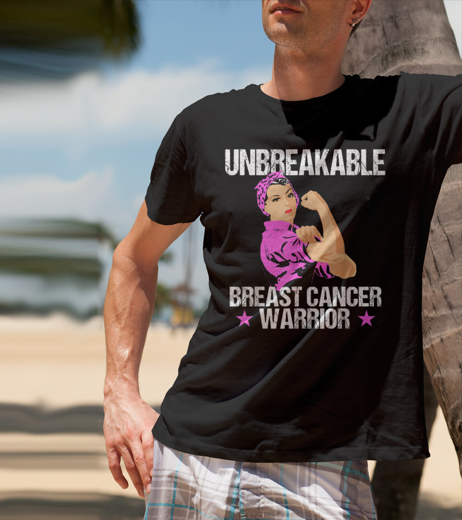 Unbreakable Breast Cancer Warrior Pink Awareness T-Shirt