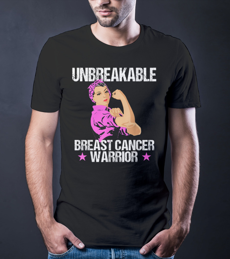 Unbreakable Breast Cancer Warrior Pink Awareness T-Shirt