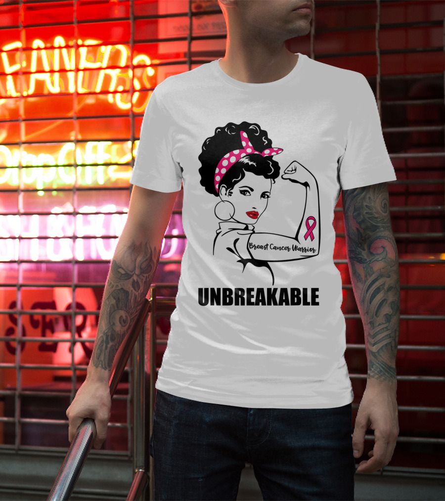 Breast Cancer Warrior Unbreakable Pink Ribbon Strength T-Shirt