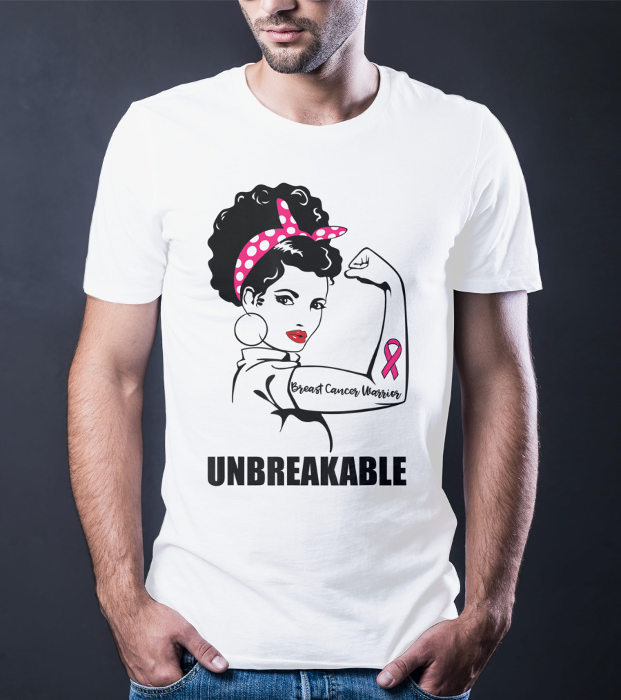Breast Cancer Warrior Unbreakable Pink Ribbon Strength T-Shirt