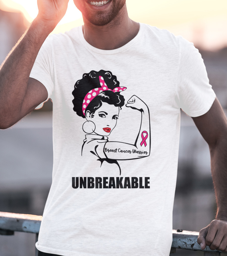 Breast Cancer Warrior Unbreakable Pink Ribbon Strength T-Shirt