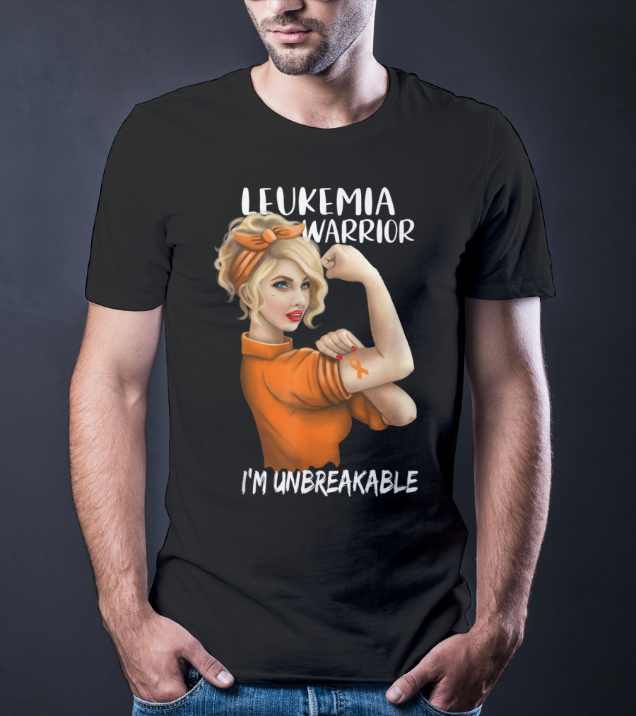 Leukemia Warrior Orange Ribbon I'm Unbreakable T-Shirt