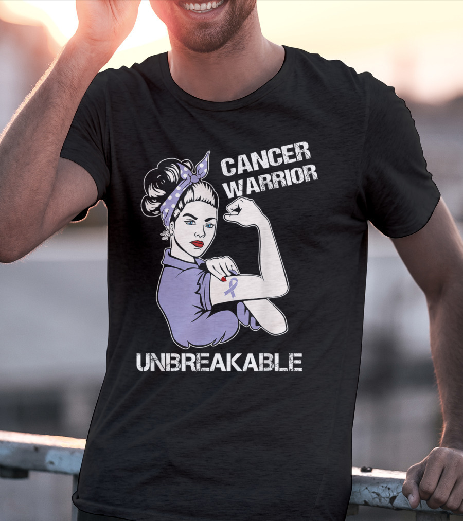 Cancer Warrior Unbreakable Rosie The Riveter Purple T-Shirt
