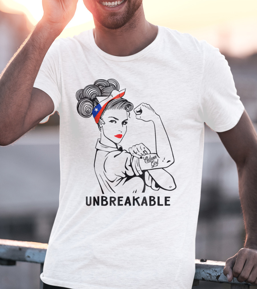 Chilean Girl Unbreakable Rosie Riveter Heritage With Chile Flag Bandana T-Shirt