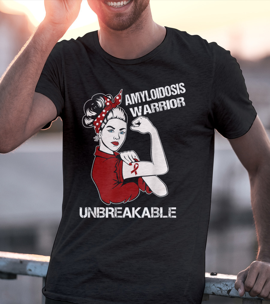 Amyloidosis Warrior Unbreakable Strong Woman Red T-Shirt