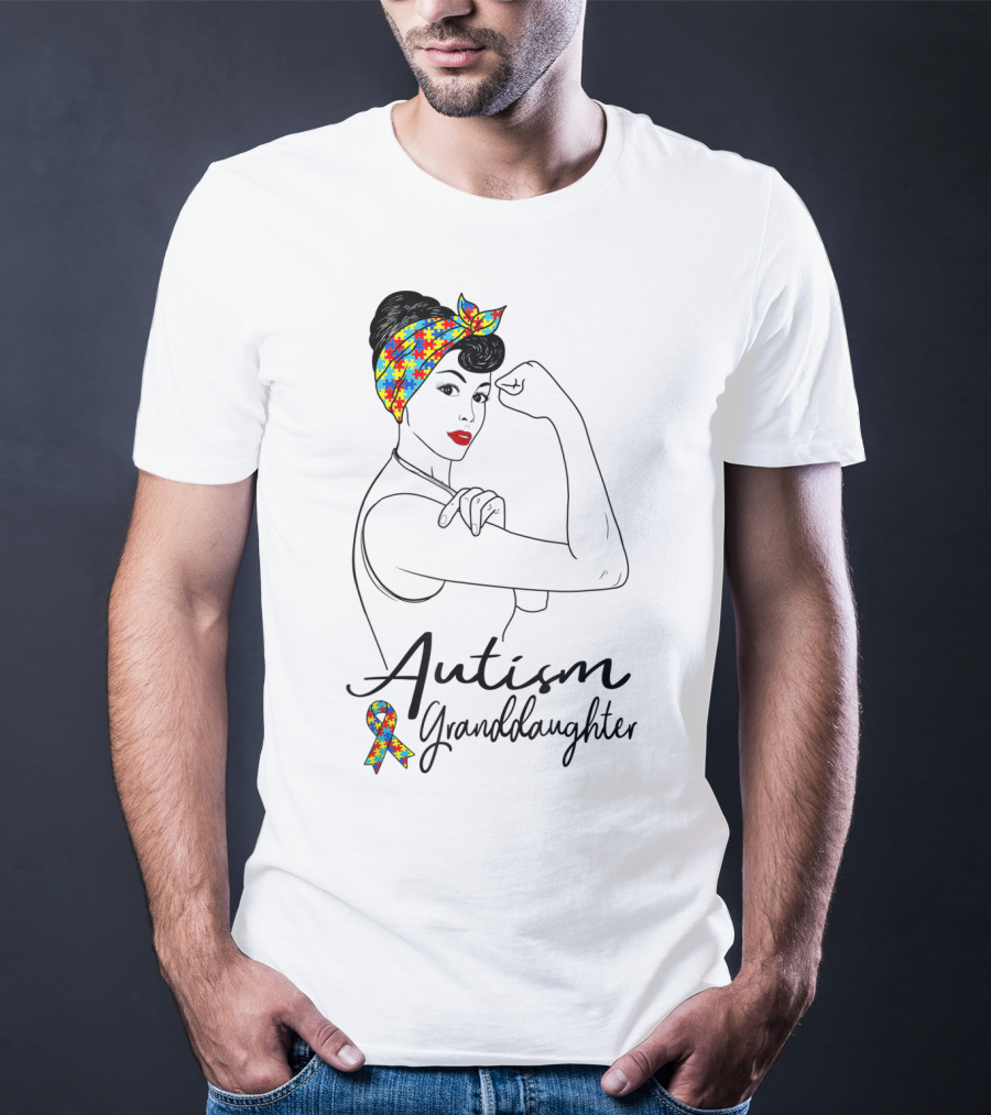 Autism Granddaughter Rosie The Riveter Puzzle Ribbon Unbreakable T-Shirt