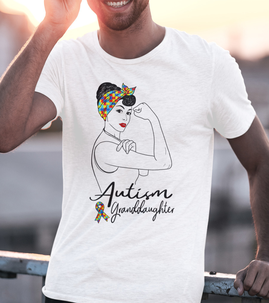 Autism Granddaughter Rosie The Riveter Puzzle Ribbon Unbreakable T-Shirt