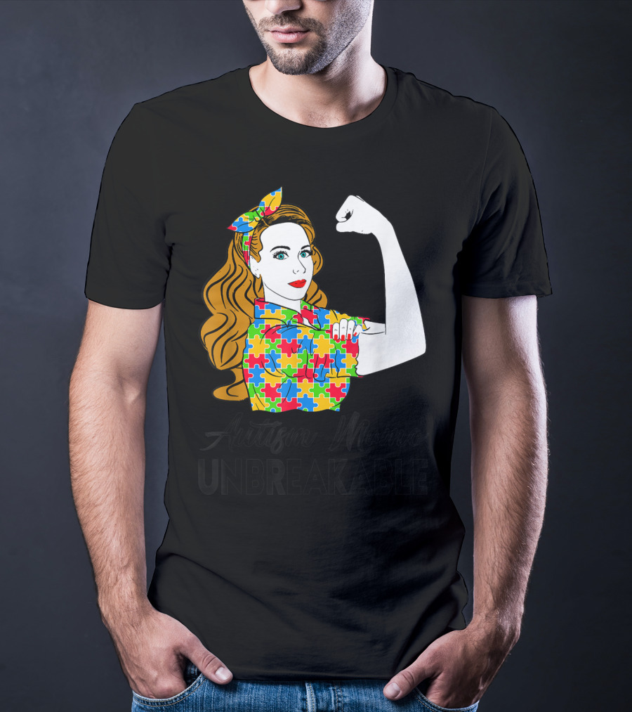 Autism Mamo Unbreakable Puzzle Piece Awareness T-Shirt