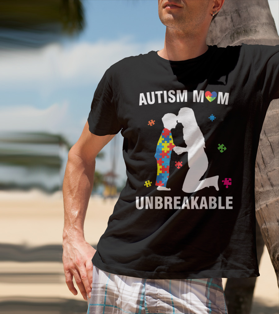 Autism Mom Unbreakable Puzzle Heart Support T-Shirt