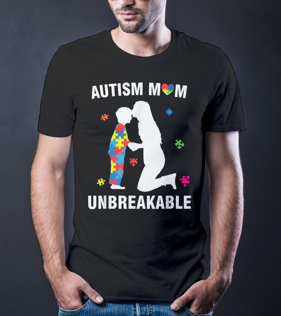 Autism Mom Unbreakable Puzzle Heart Support T-Shirt