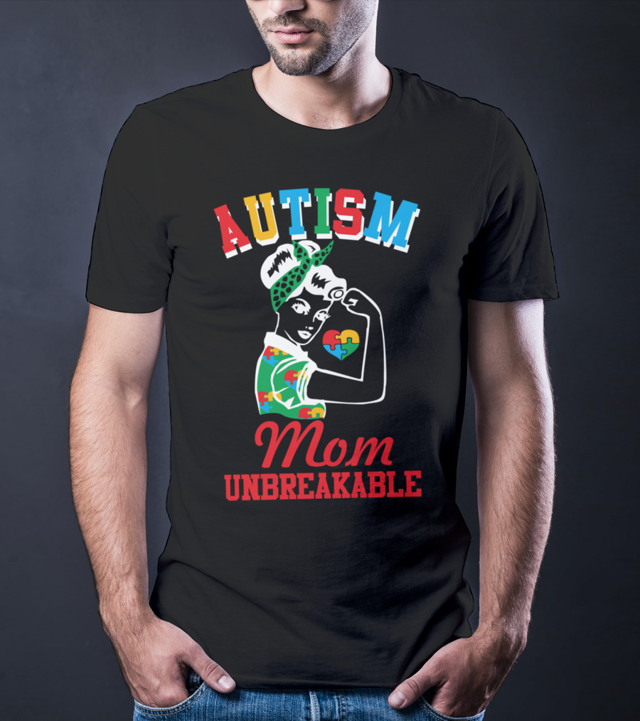 Autism Mom Unbreakable Puzzle Pieces Awareness T-Shirt