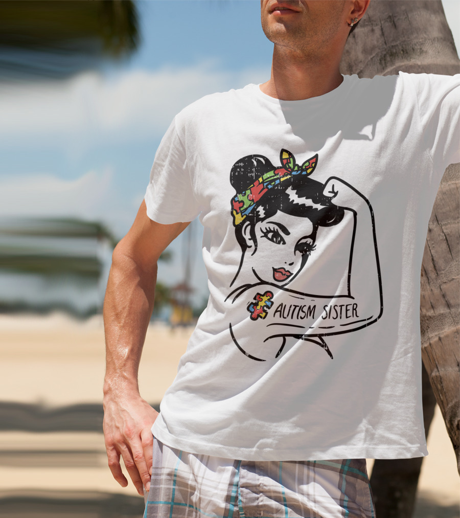 Autism Sister Unbreakable Awareness With Puzzle T-Shirt