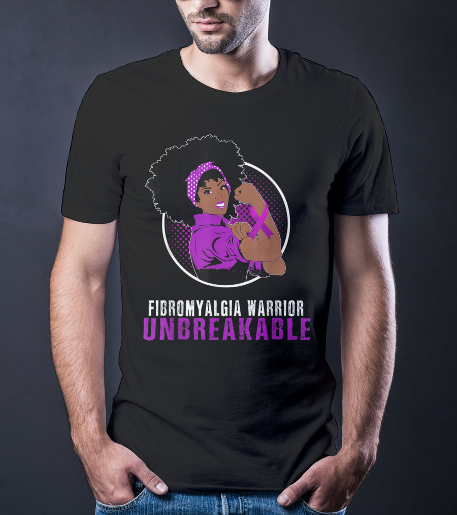 Fibromyalgia Warrior Unbreakable With Black Girl Power T-Shirt