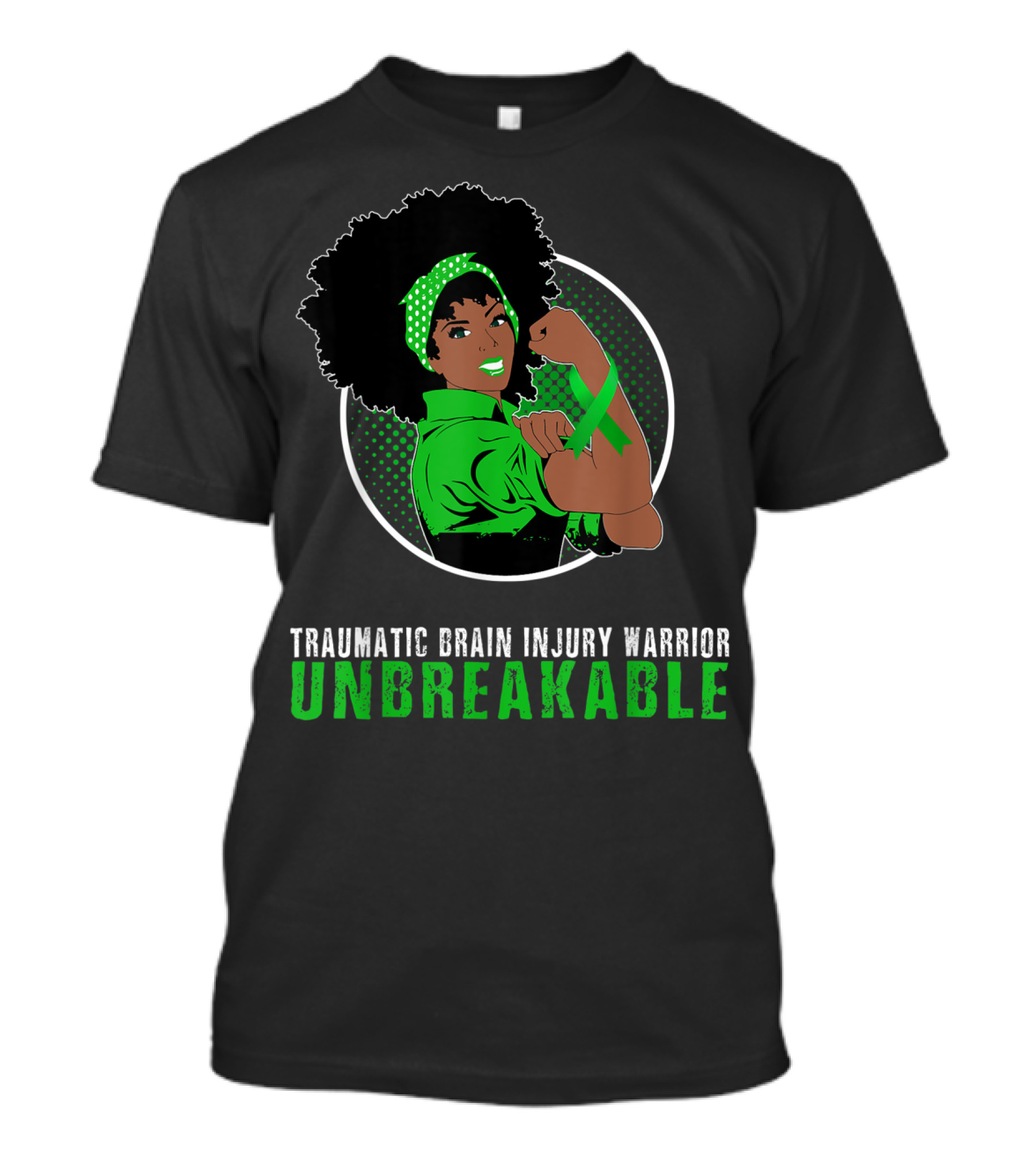 Traumatic Brain Injury Warrior Unbreakable Black Girl T-Shirt