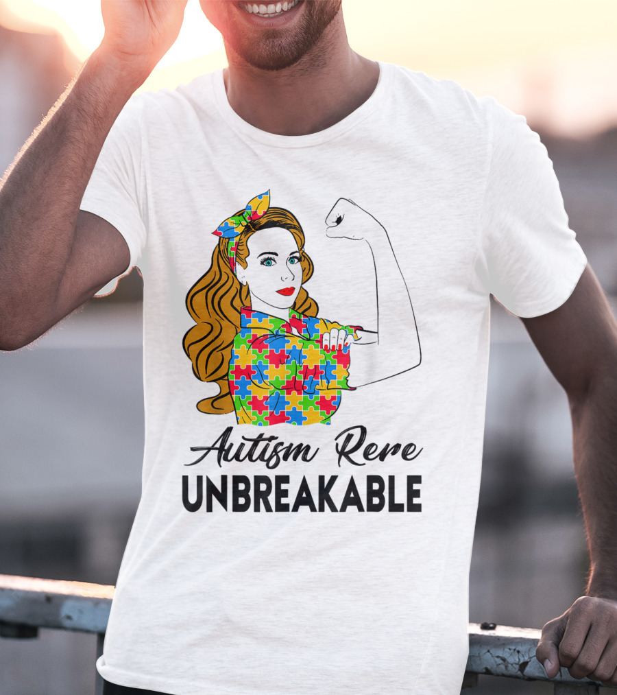 Autism Rere Unbreakable Rosie The Riveter Puzzle T-Shirt
