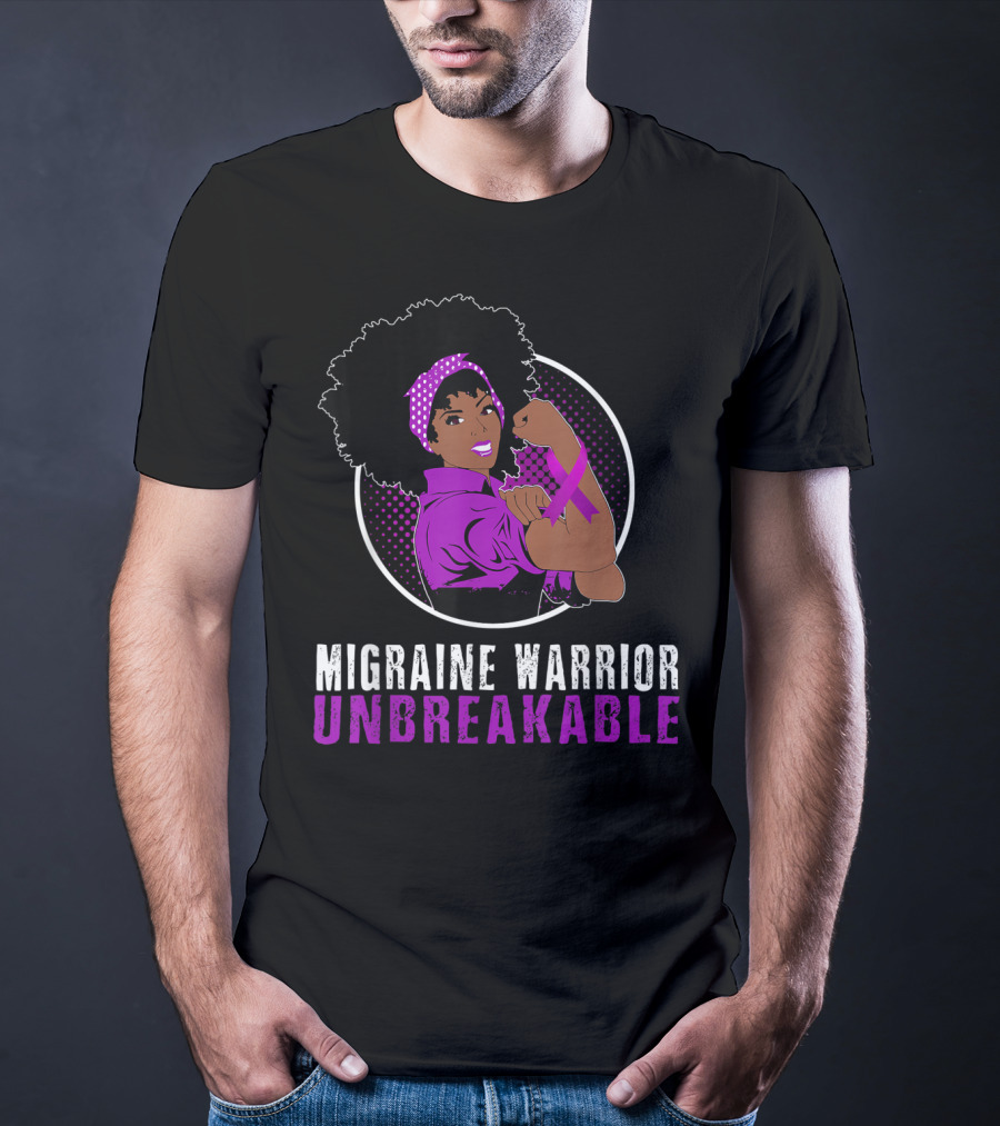Black Girl Migraine Warrior Unbreakable Strength Empowerment T-Shirt
